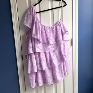 Arula Women's One Shoulder Lavender Ruffle Layered Mini Dress Size B